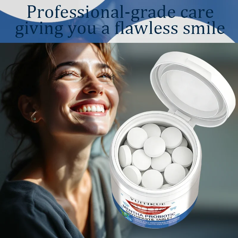 Probiotic Toothpaste Tablets 2-in-1 Fresh Breath & Whitening 60ct Toothpaste Tablets Zpaxo
