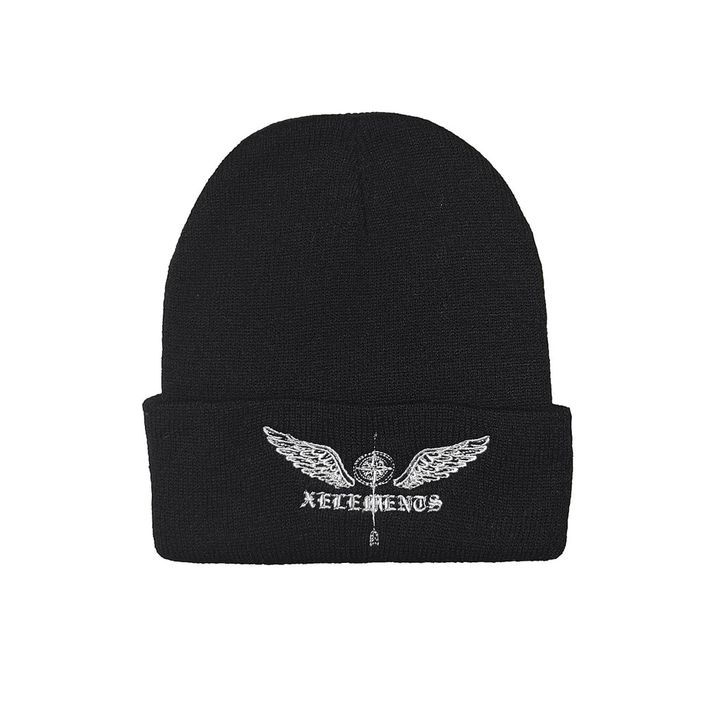 Skull Wings Embroidered Beanie – Unisex Knit Hat