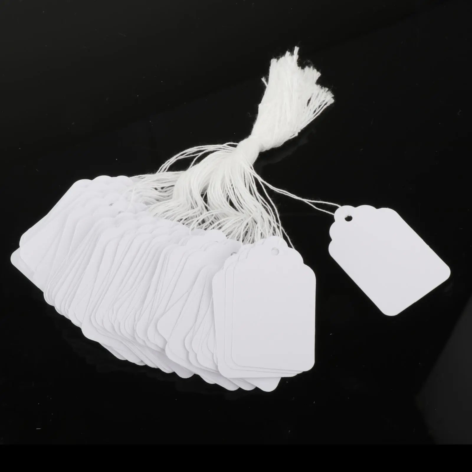 100Pcs Paper Tags with String Attached Marking Strung Tags Price Display Tags for Wedding Retail Product Jewelry Birthday Zpaxo 48x30mm white