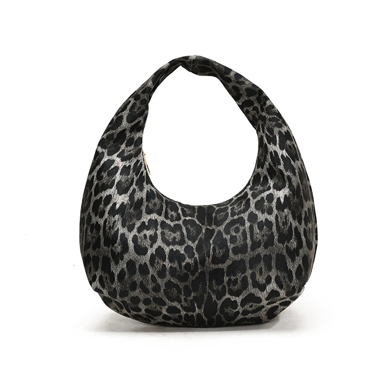 Women PU Leopard Fashion Shoulder Bag Large Capacity Circular