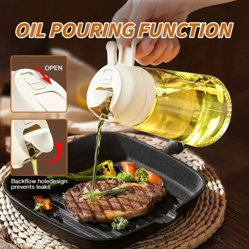 Multi-functional Kitchen Oil Bottle Spray Oil Pouring Two-in-one Food-grade Material Is Not Easy To Damage 500ML Large Capacity Zpaxo