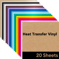 HTV Heat Transfer Vinyl for T-Shirts 11.8"x7.9" -20 Pack Perfect Iron On Vinyl for Cricut, Silhouette Cameo or Heat Press Machin Zpaxo 20 Colors