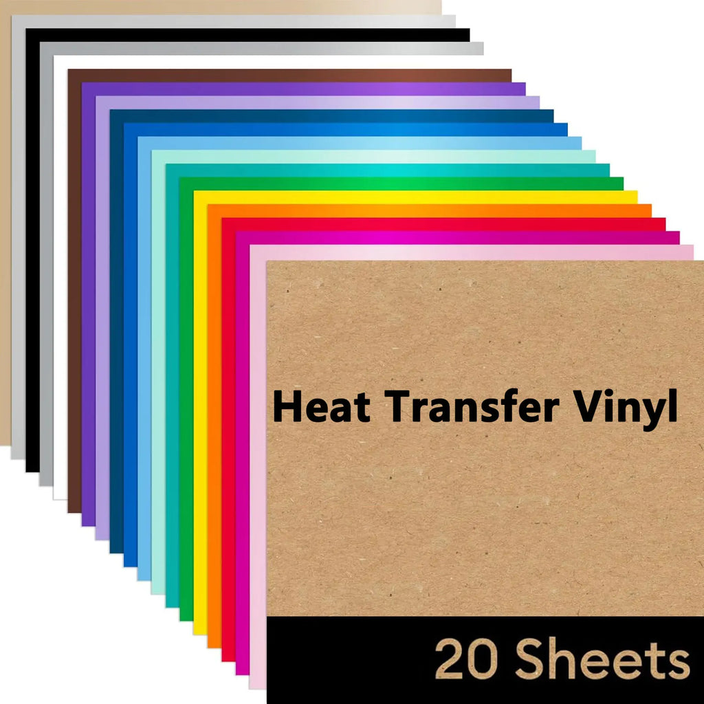 HTV Heat Transfer Vinyl for T-Shirts 11.8"x7.9" -20 Pack Perfect Iron On Vinyl for Cricut, Silhouette Cameo or Heat Press Machin Zpaxo 20 Colors