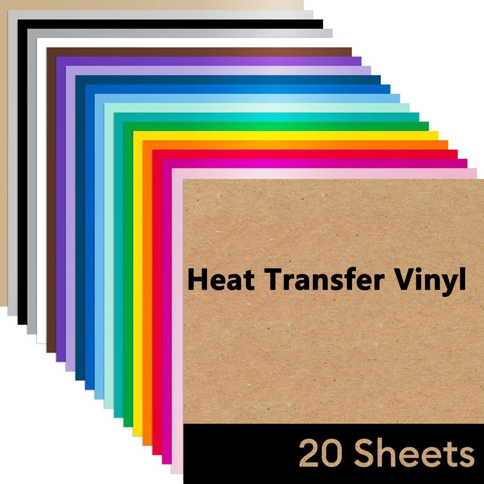 HTV Heat Transfer Vinyl for T-Shirts 11.8"x7.9" -20 Pack Perfect Iron On Vinyl for Cricut, Silhouette Cameo or Heat Press Machin Zpaxo 20 Colors