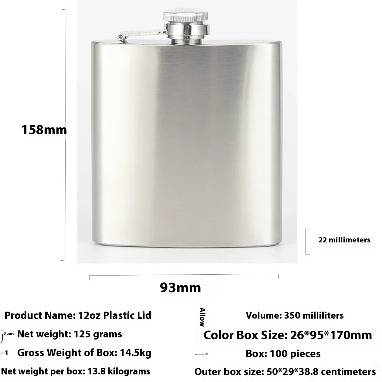 Hot Sale 4-12oz Stainless Steel Hip Flask with Funnel Pocket Hip Flask Alcohol Whiskey Hip Flask Screw Cap Zpaxo 12 oz