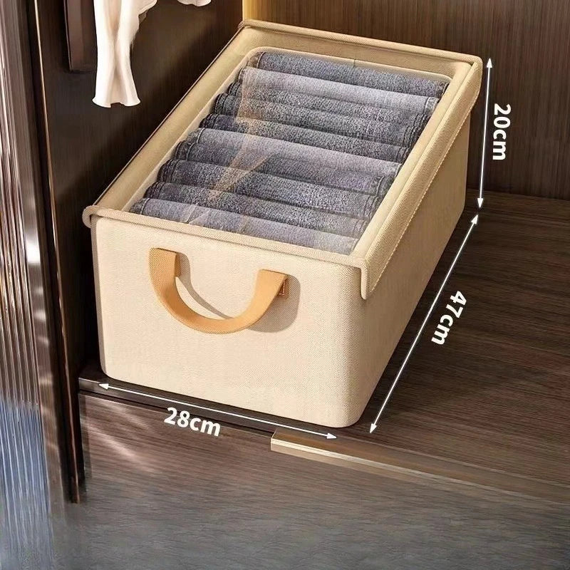 Steel frame clothing storage box with foldable lid household dust-proof and moisture-proof pants storage basket Zpaxo Beige storage basket