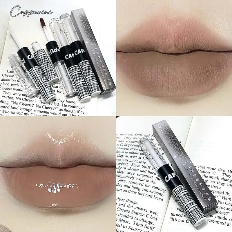 Matte Lip Glaze Double Head Mirror Lipstick Moisturizing Water Gloss Zpaxo 01