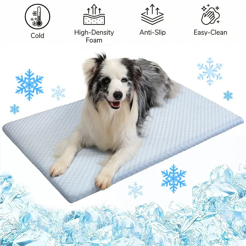 Ice Silk Cooling Pet Mat – Non-Slip Washable Dog & Cat Bed Pad