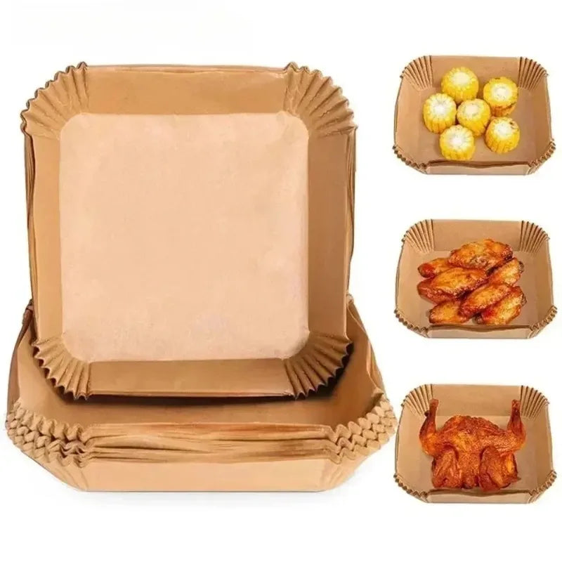 Air Fryer Paper Liners Disposable Oil-Proof Waterproof Baking Paper Round Square And Rectangle Parchment Kitchen Party Supplies Zpaxo