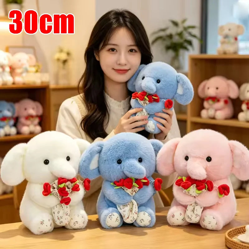 Rose-shaped Elephant Pillow Flower Bouquet Hat Transformable Plush