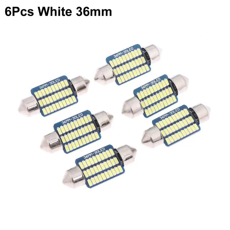6-Pack C5W Canbus Festoon LED Bulbs 39mm 6500K White 300LM