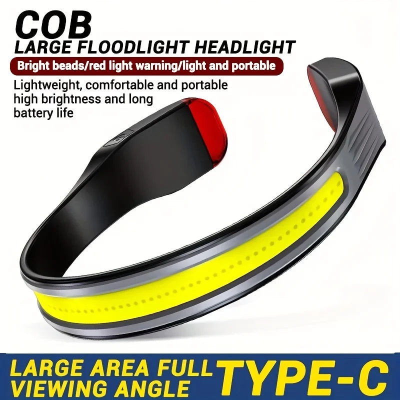 COB USB Rechargeable Headlamp – Waterproof with Red Warning Light