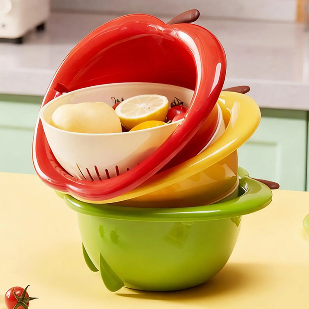 Apples Shape Fruit Strainer Thick Plastic Fast Draining Colander
