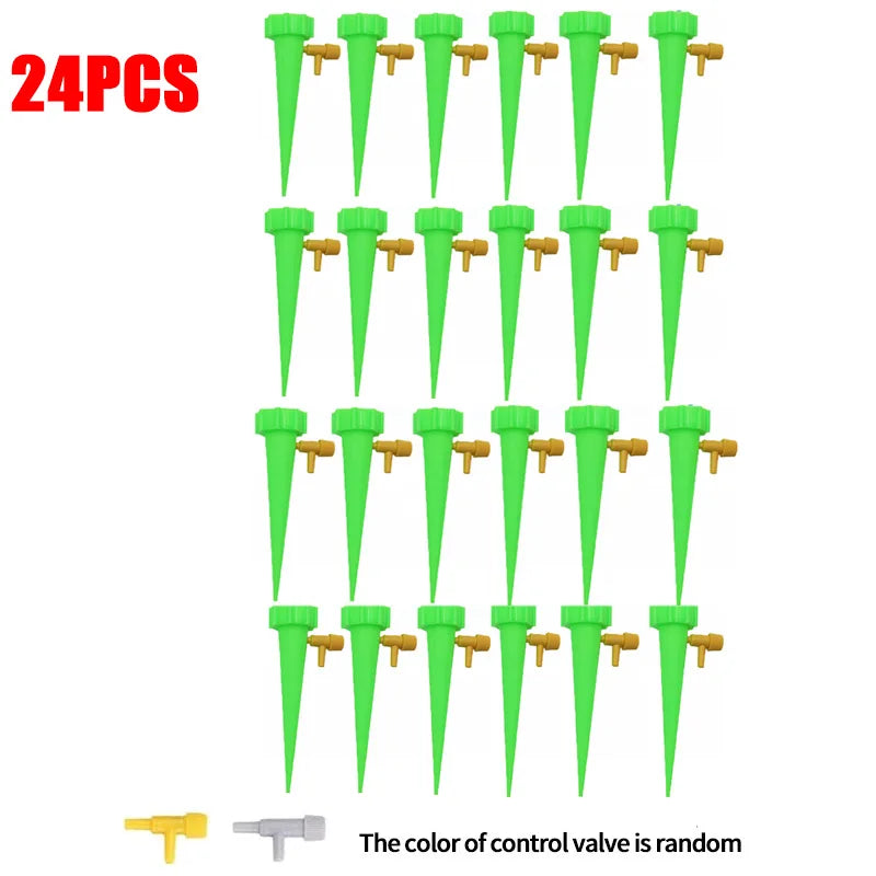 Automatic Drip Irrigation System Self Watering Adjustable for Flower Plants Greenhouse Garden Auto Water Dripper Device Zpaxo 24PCS-Green