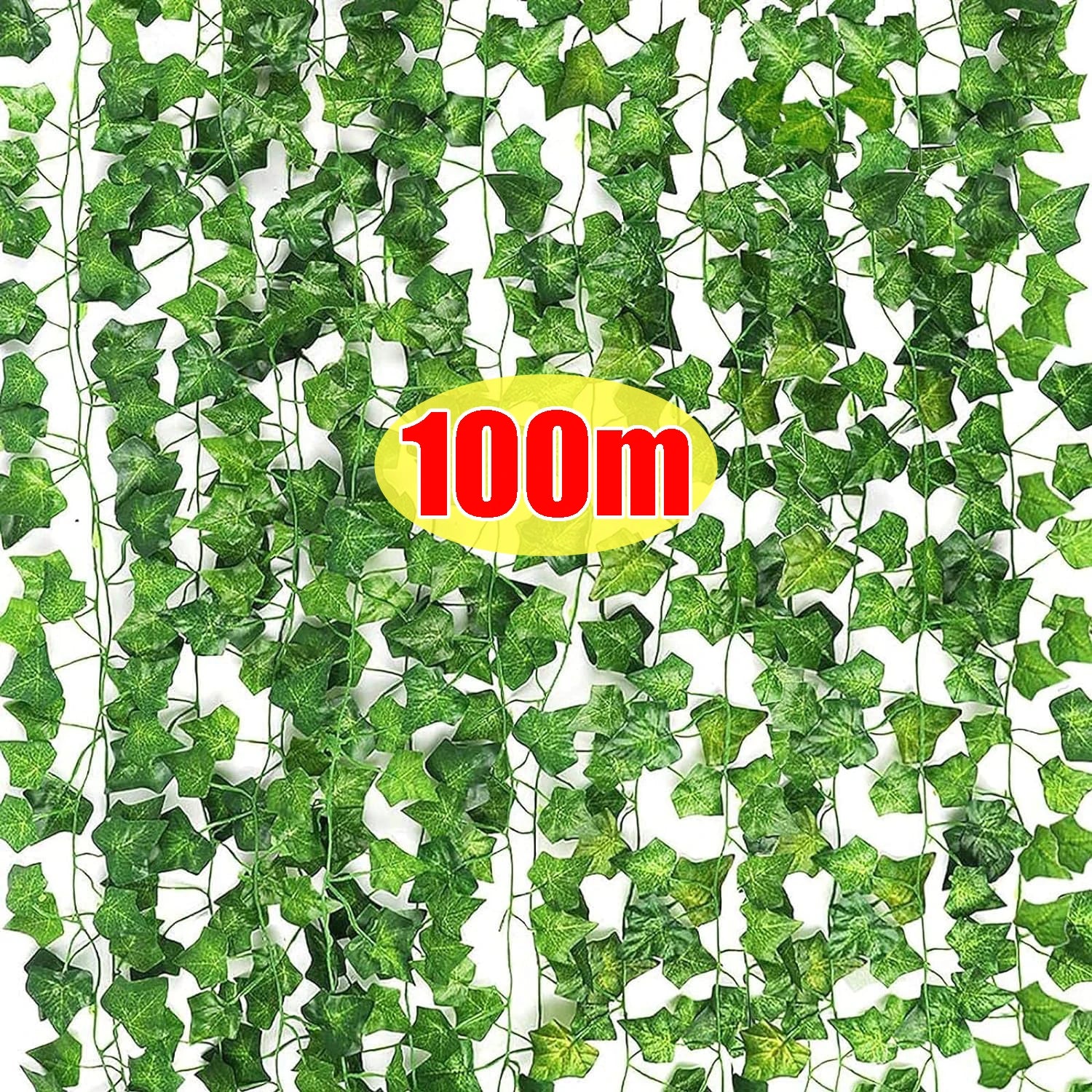 100 2M Artificial Green Leaves Ivy Vine Garland Fake Leaf Plants