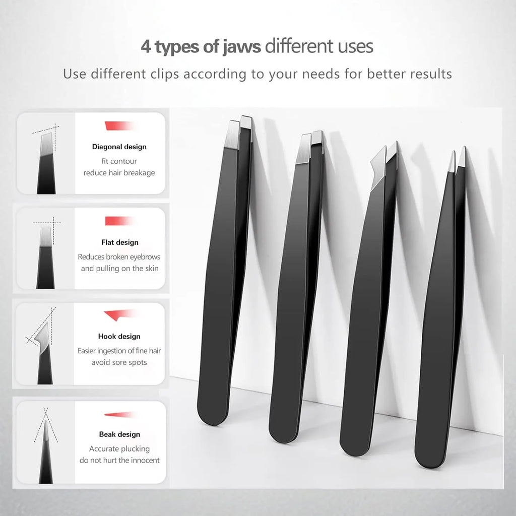 Stainless Steel Eyebrow Tweezer & Scissors Set | Brow Grooming