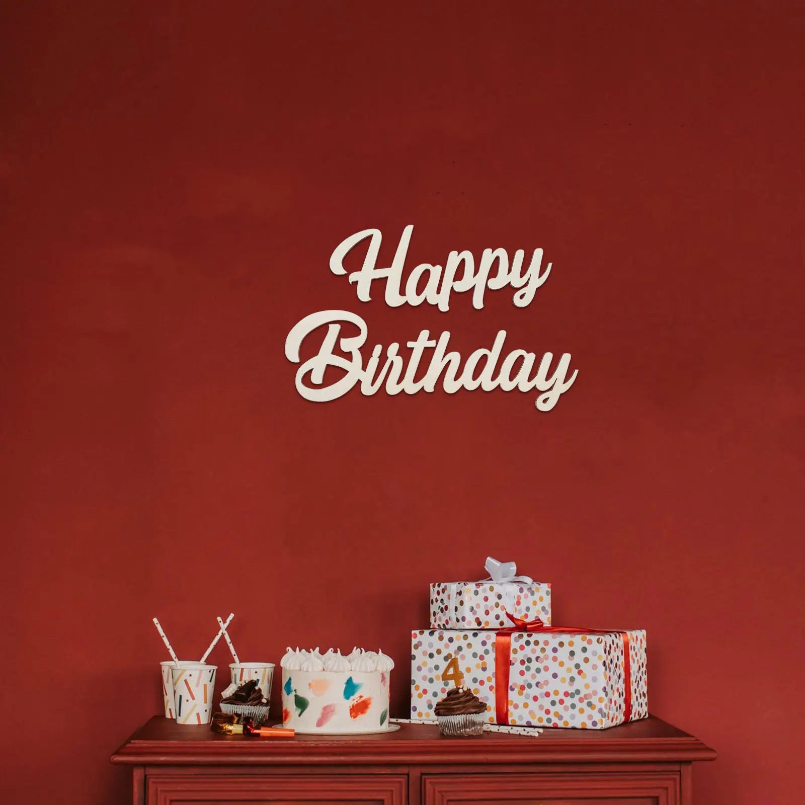 Wooden Happy Birthday Sign Plaque Wall Hanging Decoration Themed