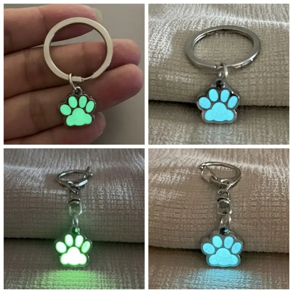 Fashion Glow in Dark Luminous Paw Keychain Bag Ornament Animal Footprints Cat Paw Keyring Alloy Cartoon Bag Pendant Zpaxo
