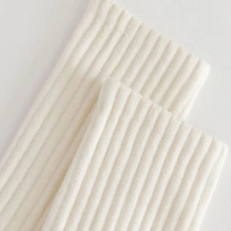 2 Pairs Women Cotton Socks Medium Tubes Knitted Loose Soft Crew