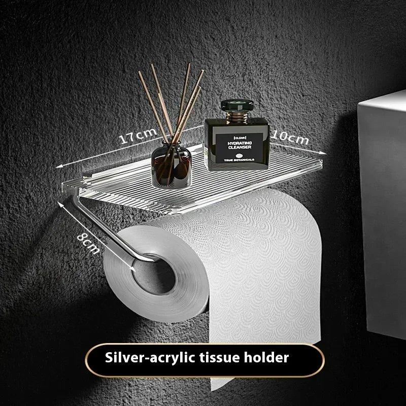 Luxury Gold/Silver Toilet Paper Holder with Shelf – No-Drill Toilet Paper Holder Zpaxo