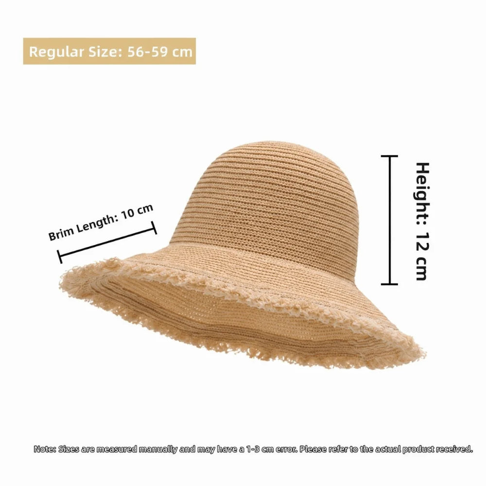 Fashion Straw Weave Straw Hat Sunshade Wide Brim Fisherman Hat Foldable Breathable Basin Cap Summer Zpaxo