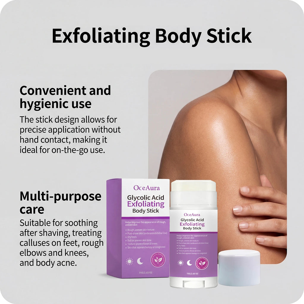 Exfoliating Body Stick Smoothing AHA BHA Shea Butter Moisturizing Skin Softening Body Exfoliator for Dry Skin Dead Skin Remover Zpaxo