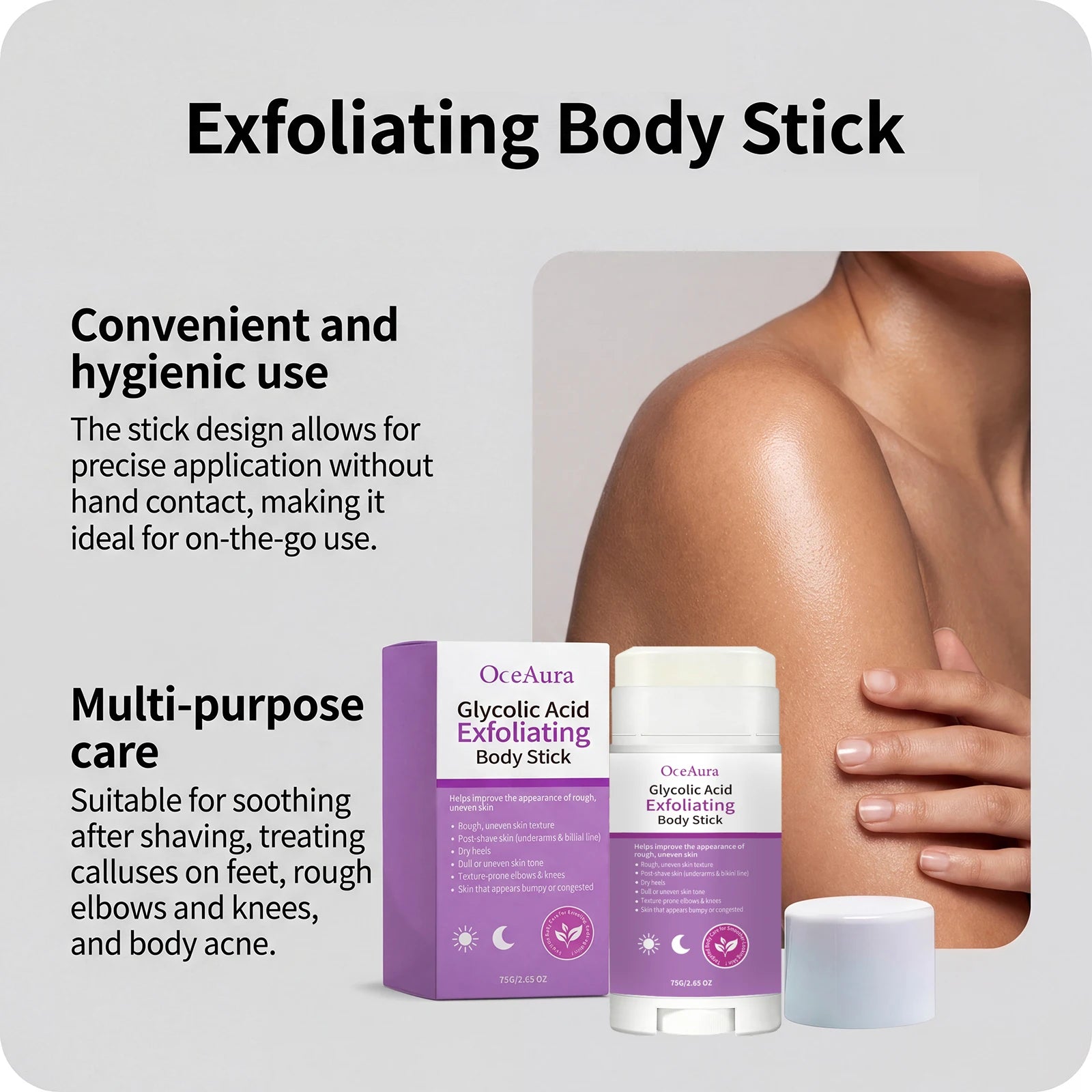 Exfoliating Body Stick Smoothing AHA BHA Shea Butter Moisturizing Skin Softening Body Exfoliator for Dry Skin Dead Skin Remover Zpaxo