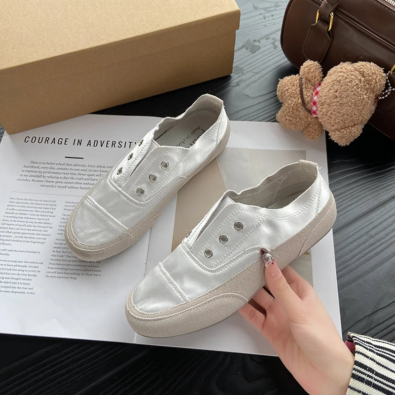 Women's Slip-on Sneakers Satin Casual Flat Bottom Spring Design