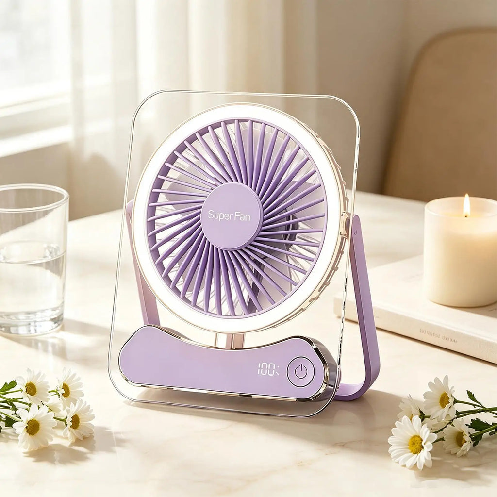 Travel Fan Sleeping Long Lasting 5 Speeds Foldable LED Lights Device