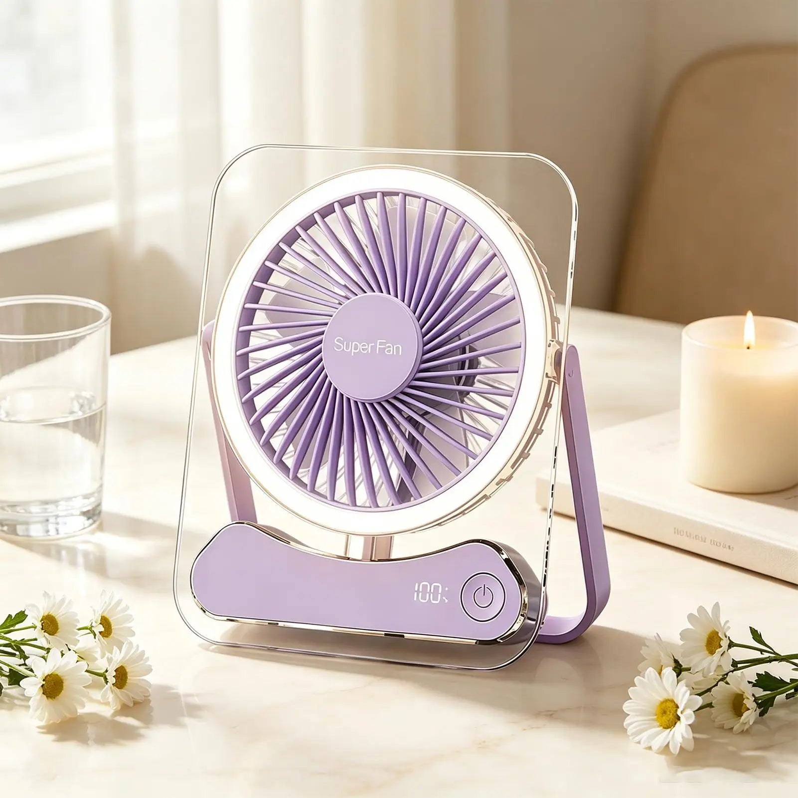 Travel Fan Sleeping Long Lasting 5 Speeds Foldable LED Lights Device