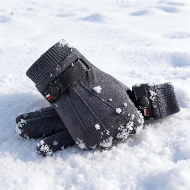 Winter Warm Suede Outdoor Military Finger Gloves Thickened Driving Buckle Ski Male Touch-Screen Mittens Women And Men Zpaxo