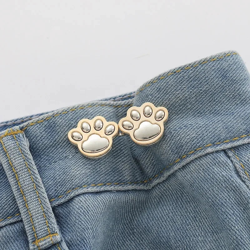 1 Pair Jeans Button Adjustable Clips for Pant Skirts Waist Tightener Buckle Snap Button Adjuster Pants Pin Retractable Button Zpaxo Cat paw