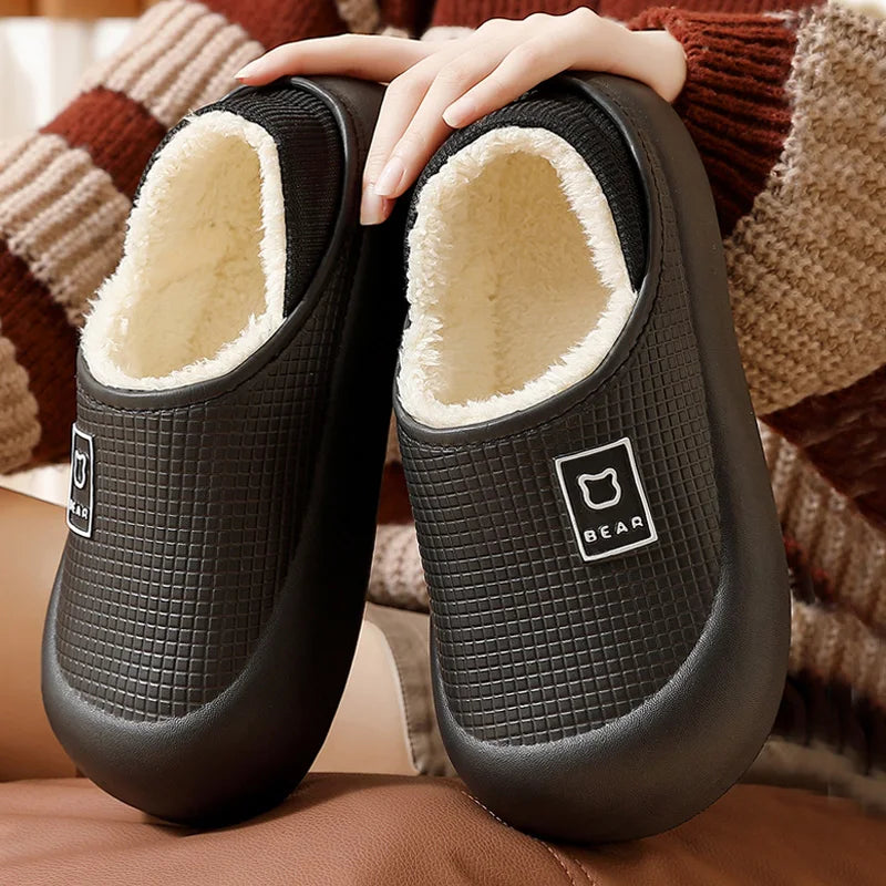 Waterproof Cotton Slippers Women Men Winter Outdoor Indoor Non Slip