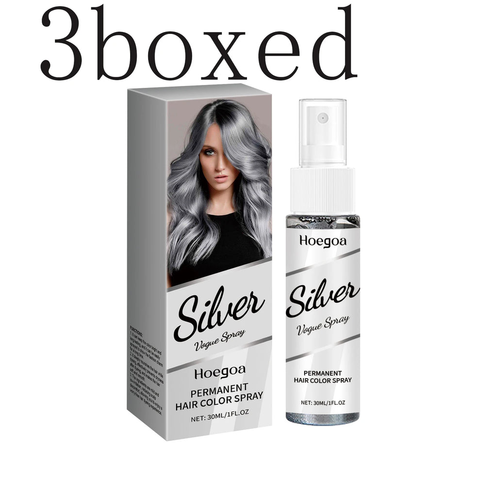 Silver Gray Hair Color Spray - Temporary Washable Hair Dye With Plant Extracts For Fashionable Looks & Nourished Hair Zpaxo 30mlx3boxed