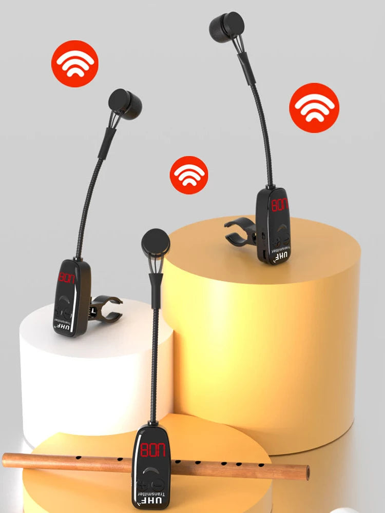 UHF Wireless Instruments Microphone Clip Pickup System Receiver