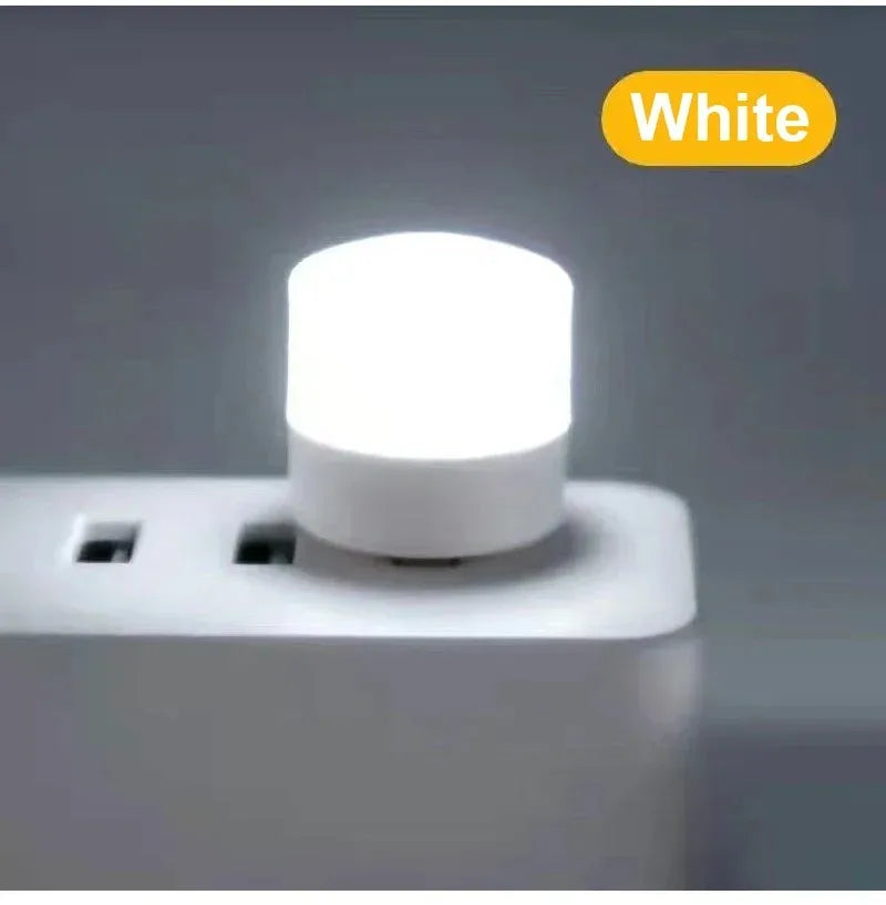 Mini USB LED Night Light – Portable Plug Lamp Warm & White