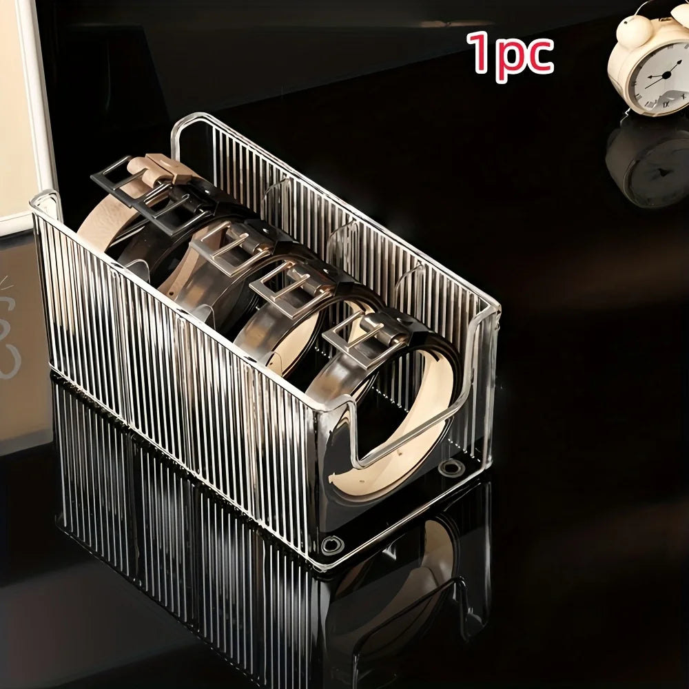 1 2 Acrylic Belt Storage Boxes Featuring Large Capacity Divided Rack Zpaxo 1pcs
