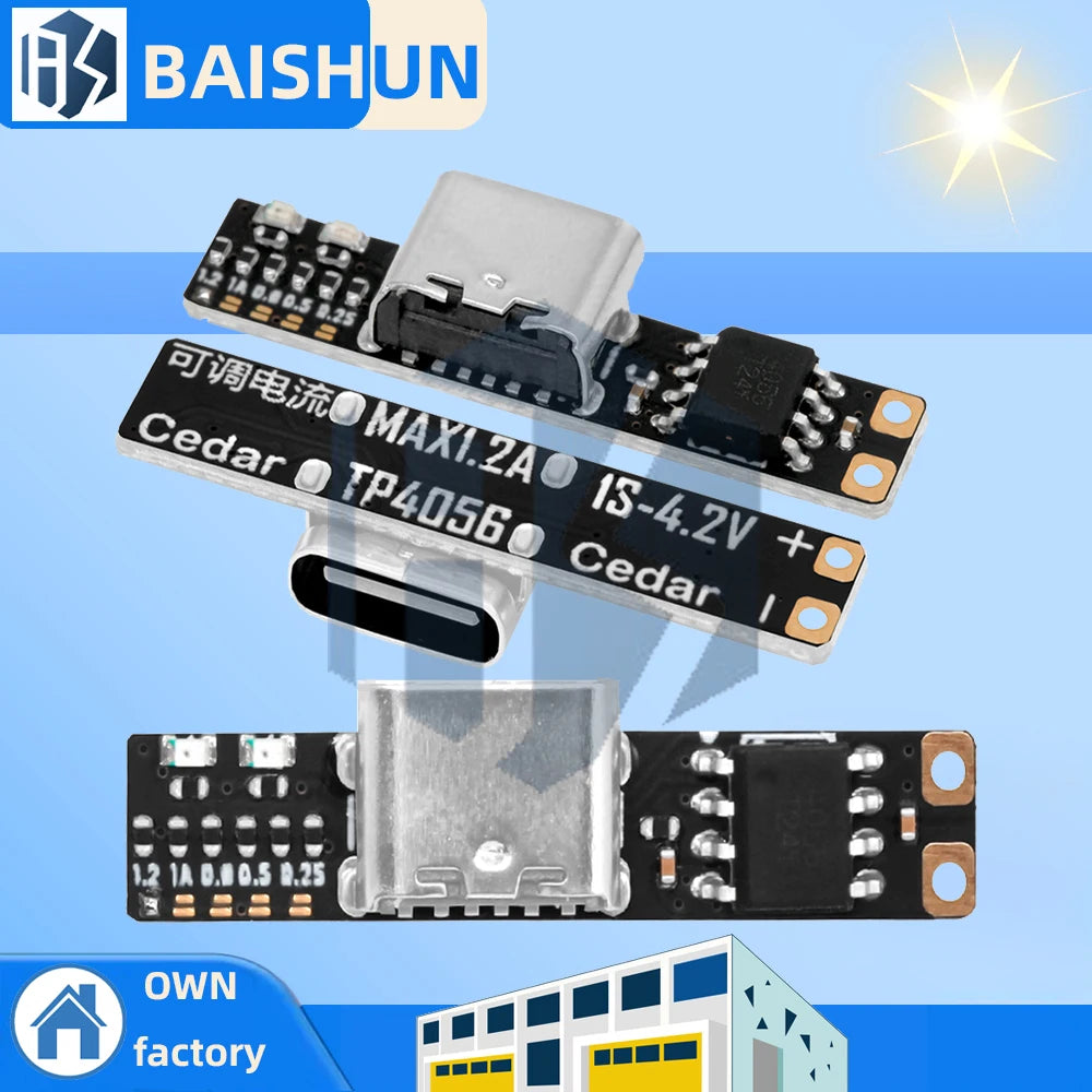 Ultra Mini Type-C Charging Board, 3.7V to 4.2V 1A Charger Module for Ternary Lithium Battery Zpaxo 5pcs