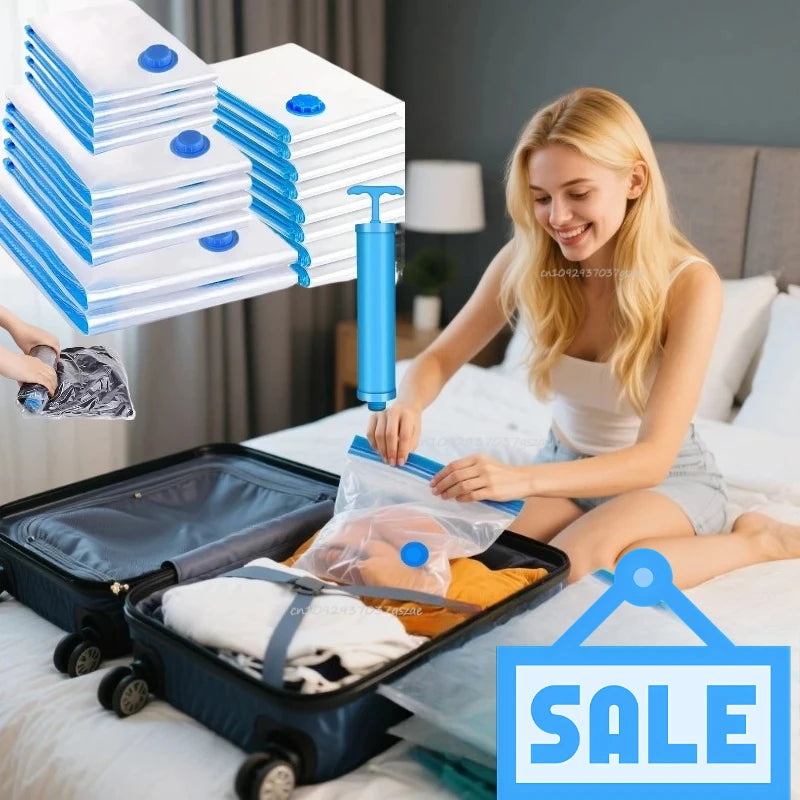 Vacuum Bag With Valve or Pump for Clothes Storing Large Plastic Compression Empty Bag Travel Accessories Storage Container Zpaxo