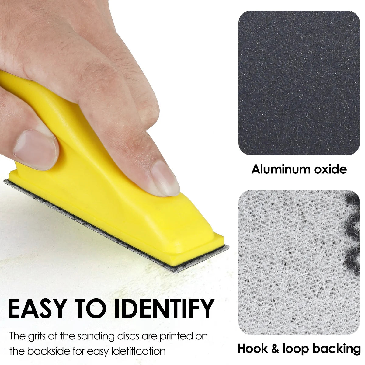 70pcs DIY Hand Sandpaper MINI Sander Kit Loop Sander Paper Assorted Grit Wet Dry Sanding Strip Detail Tool with Hand Millstone Zpaxo