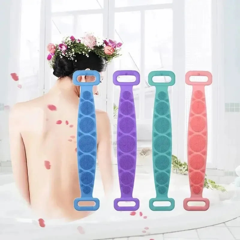 Body Sponge Silicone Back Brushes Bath Towels Scrubber Rubbing Back Peeling Massage Shower Belt Extended Skin Clean Brushes Zpaxo