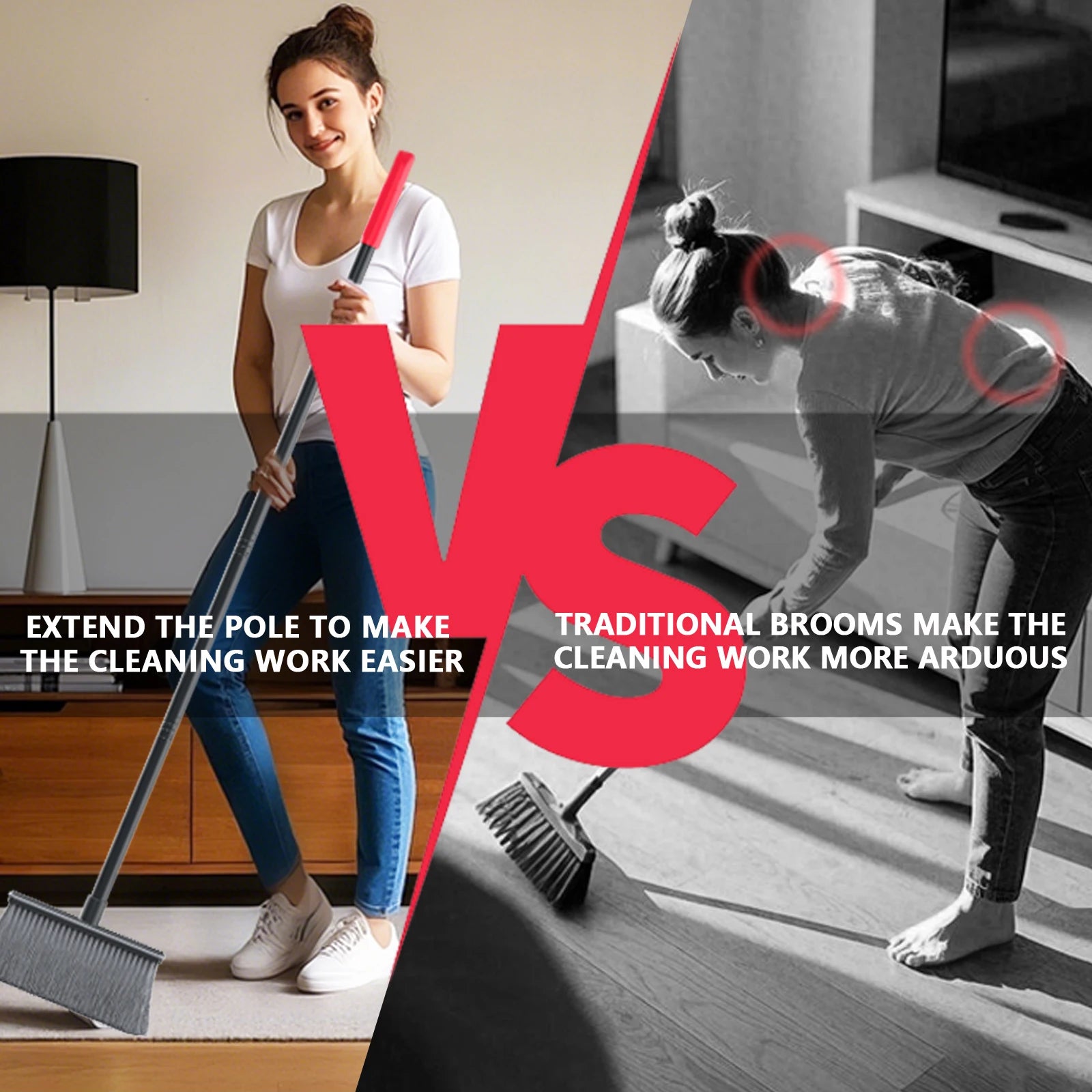 Household Broom and Dustpan set-Combination with Long Handle Foldable Duatpan and Floor Brush Zpaxo