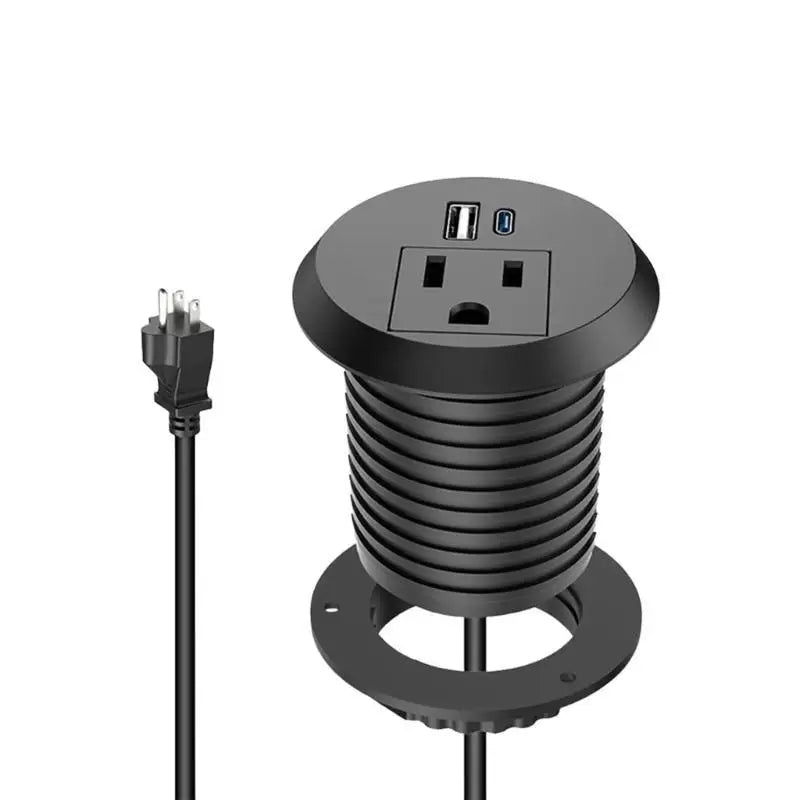 652F PD18W USB C Fast Chargers Desk Mounted Power Outlet With 1AC US Plugs, USB A 10W USB C 18W 2M Cable Overloads Protections Zpaxo