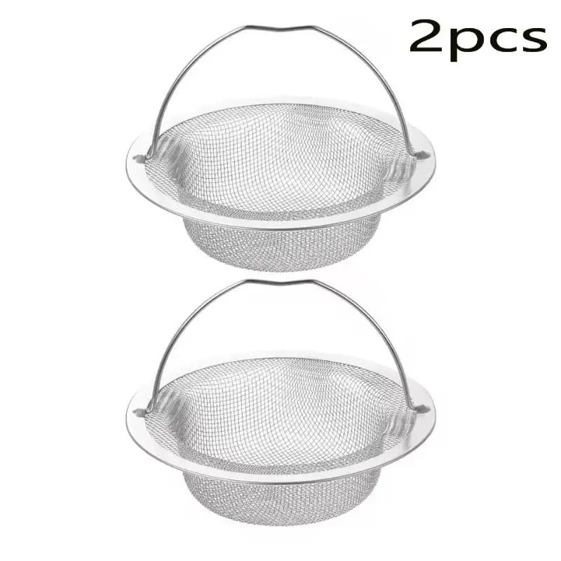 2/4PCS Stainless Steel Kitchen Sink Filter Kitchen Garbage Food Residue Dishsink Filter With Handle Metal Sink Strainer Zpaxo A2