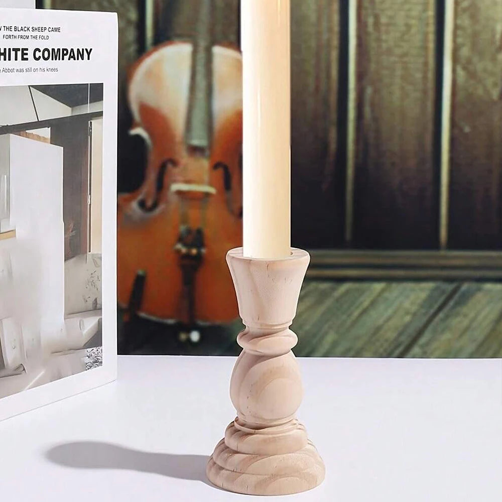 Wooden Candlesticks Unfinished Wood Candle Holder Pillar Taper Candle Stands for Wedding Party Birthday Home Table Decoration Zpaxo
