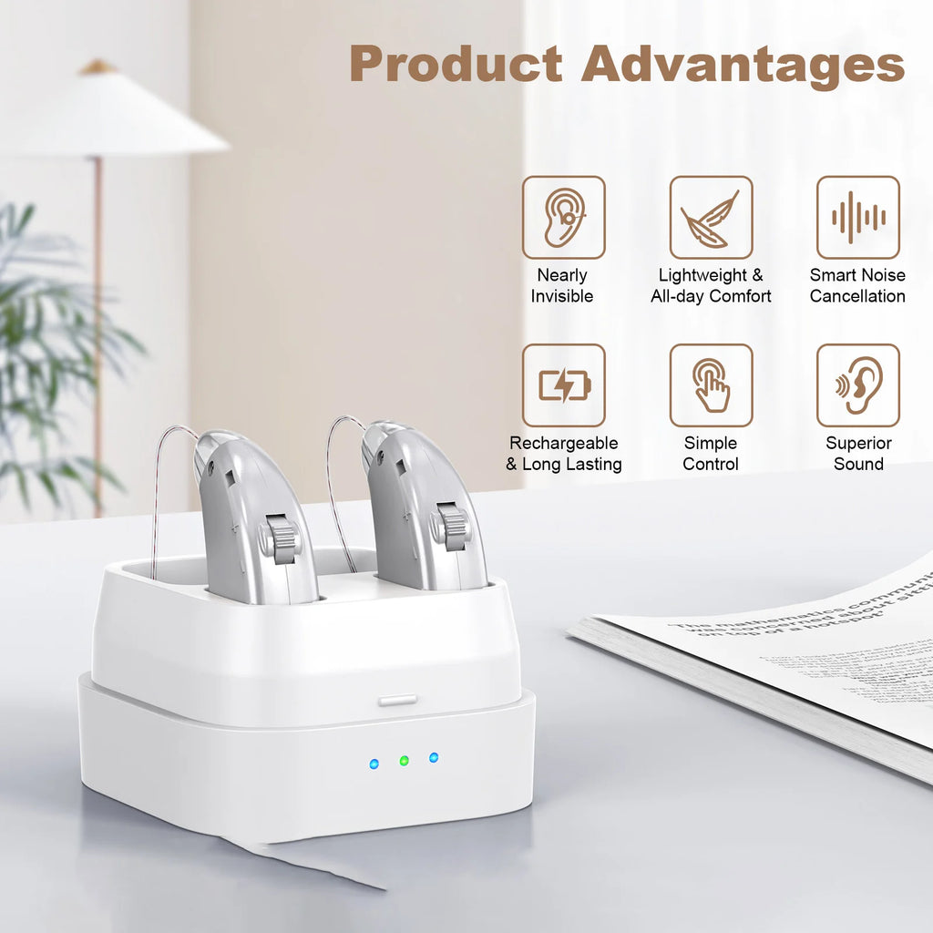 Rechargeable Noise-reducing Hearing Aid Prevents Howling Invisible