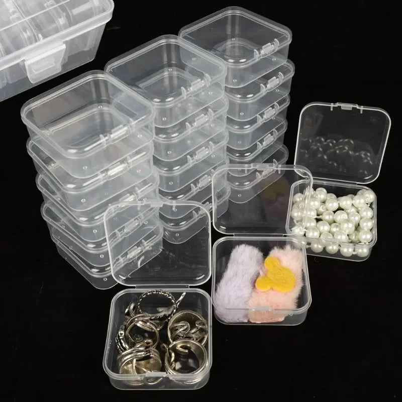 30/14x Clear Rhinestone Boxes Plastic Organizer 5D Nail Art Accessories Containers Art Craft Bead Seed Jewelry Tabletop Storage Zpaxo