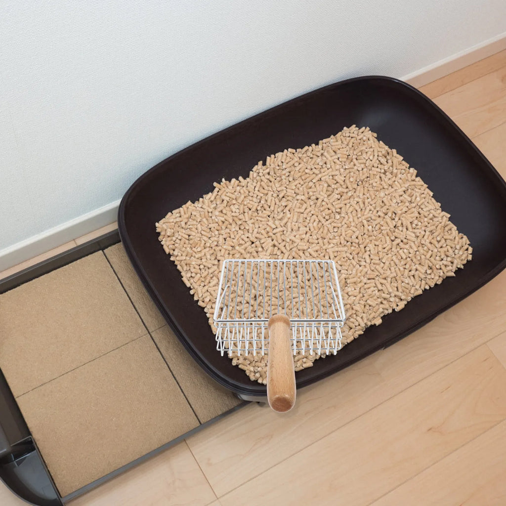 High-grade Stainless Steel Wood Handle Cat Litter Scoop Ergonomic