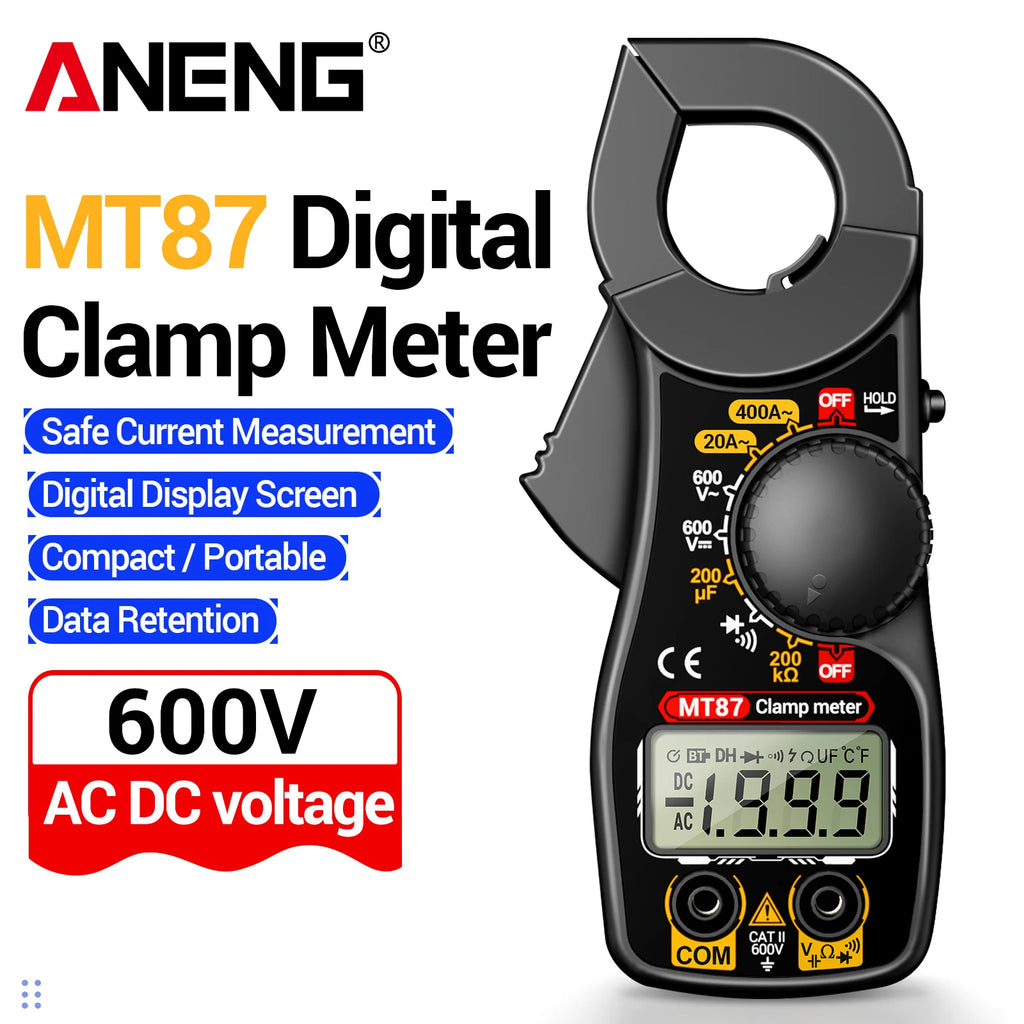 ANENG MT87 Compact Digital Clamp Multimeter Tester Data Hold LCD