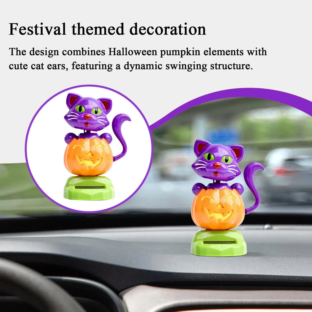 Solar Shaking Figures Pumpkin Cat Car Dashboard Decoration Figurine